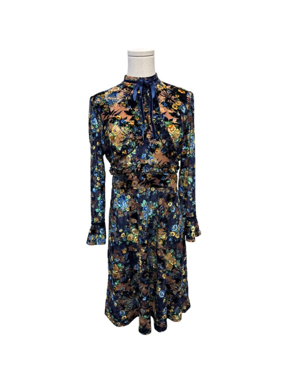 Dalia Macphee Floral burnout Velvet Dress - size M